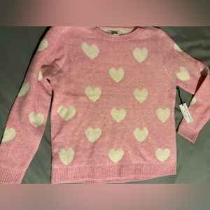 Cupcakes and Cashmere Pink and White Heart Sweater